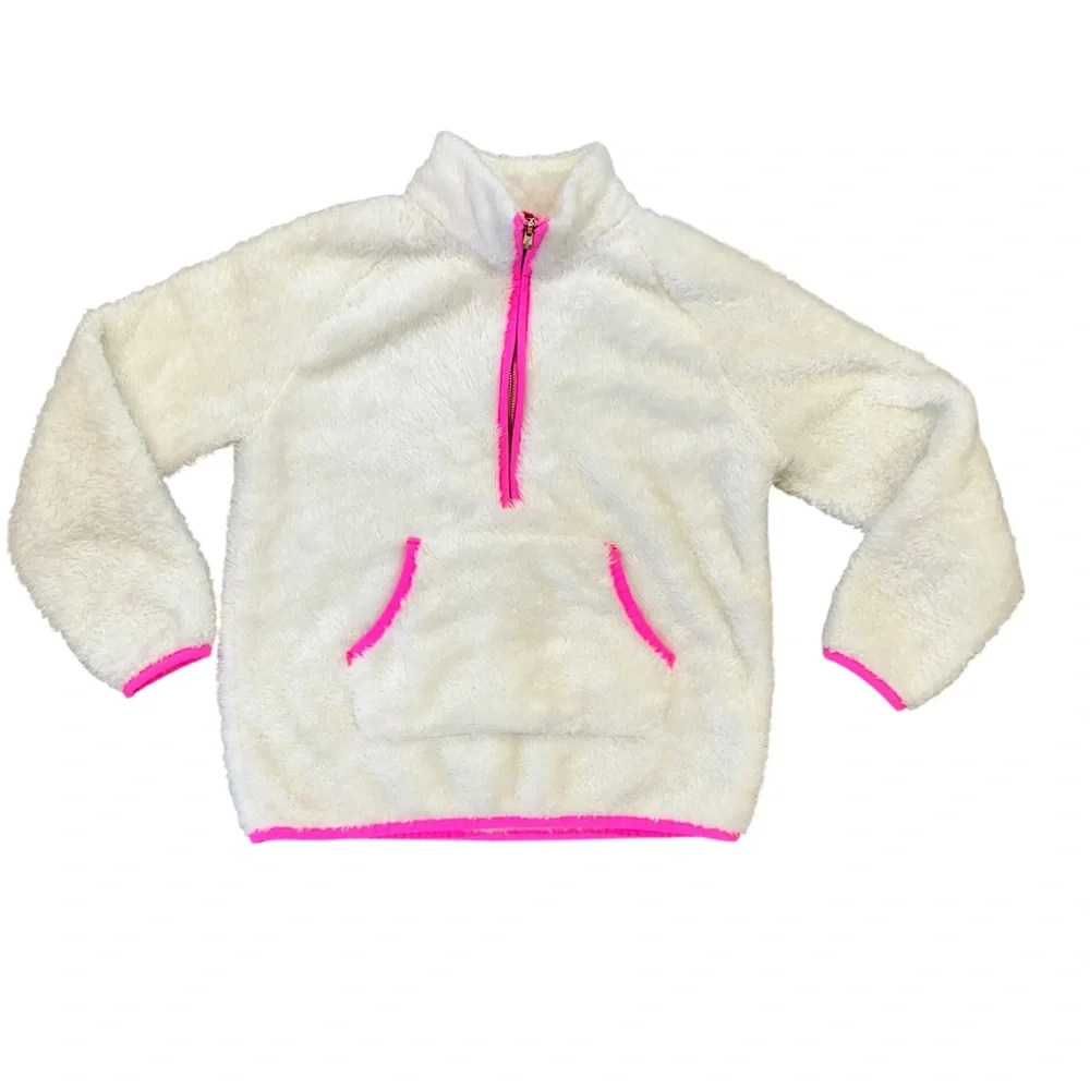 EUC Lilly Pulitzer Girls Large 8/10 Little Skipper Sherpa Popover coconut